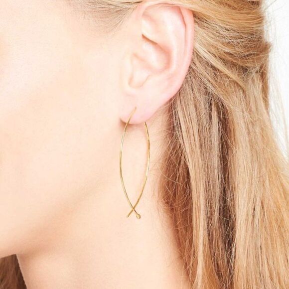 stella & dot ~ RARE small hammered wire hoops ~ gold lightweight - Picture 3 of 7